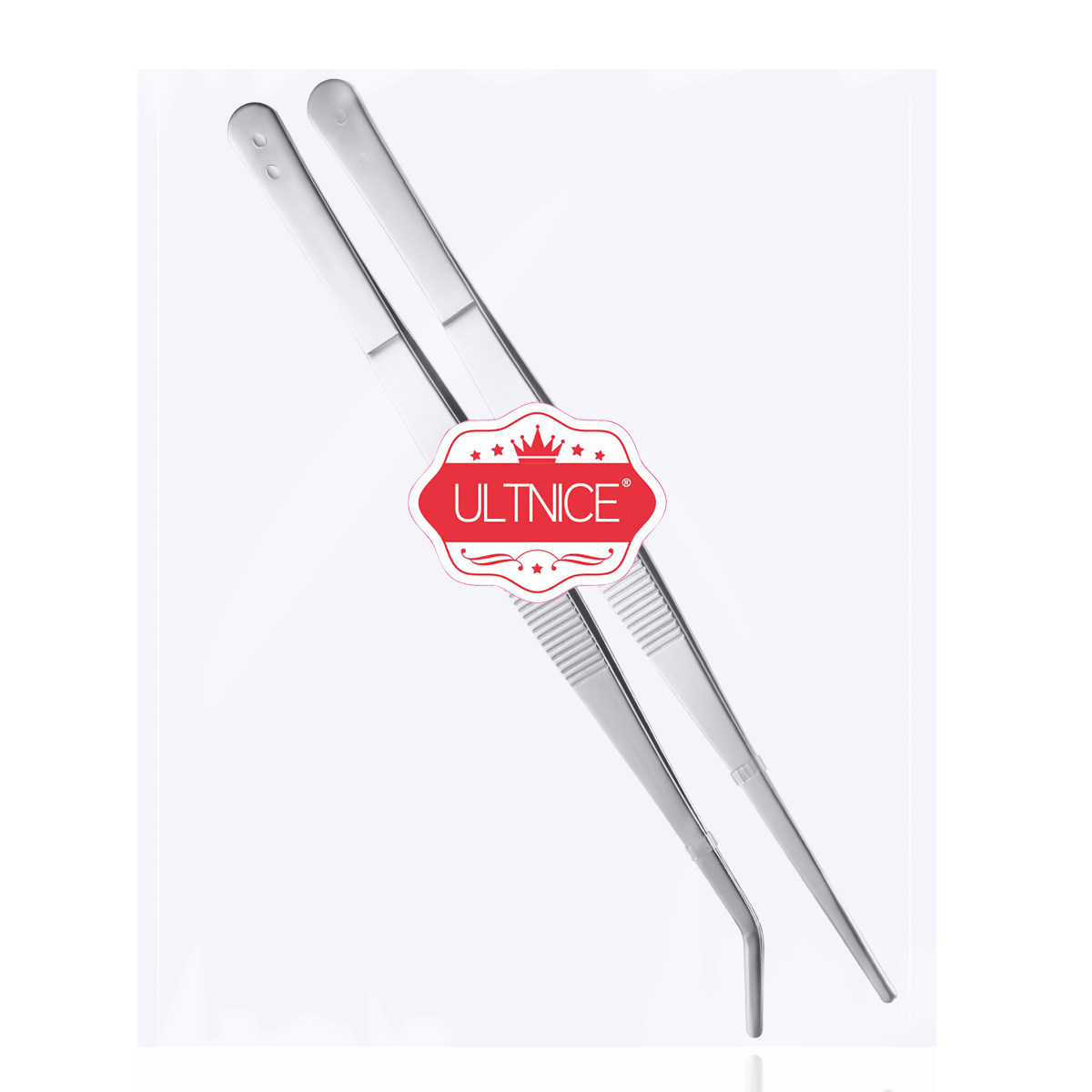 Feeding Tong Stainless - 2 Pinzas de Acero Inoxidable Plateadas